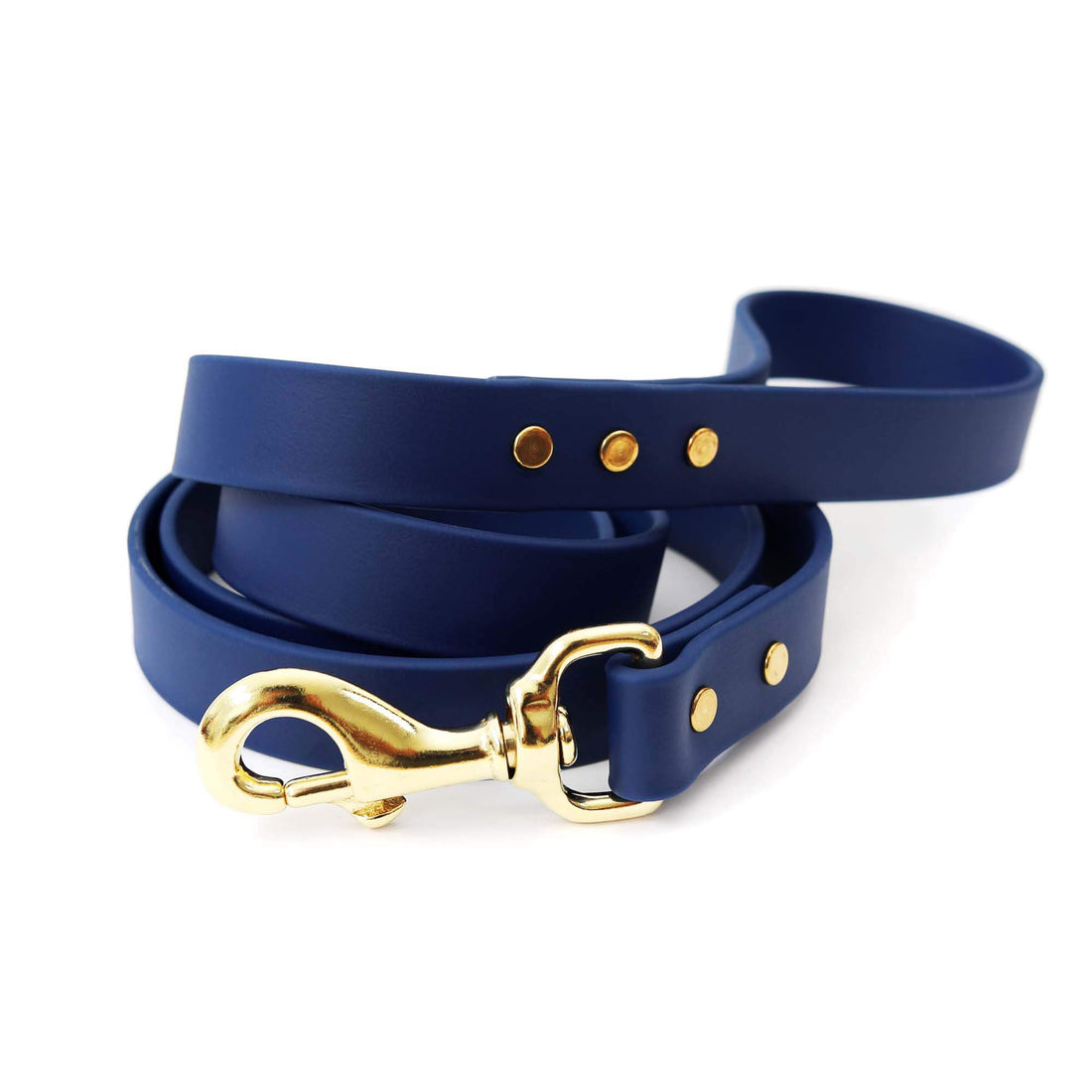 Dog collar and leash set advice, and a picture of a navy blue waterproof dog leash