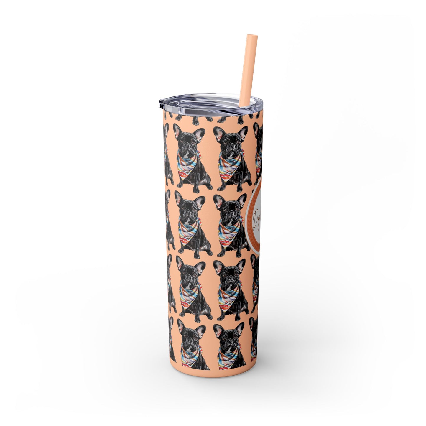 French Bulldog Tumbler with Straw, 20oz