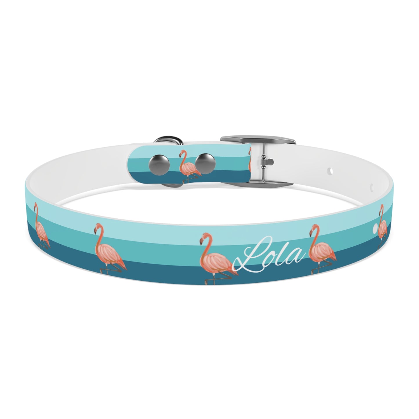 Personalized Striped Blue Dog Collar