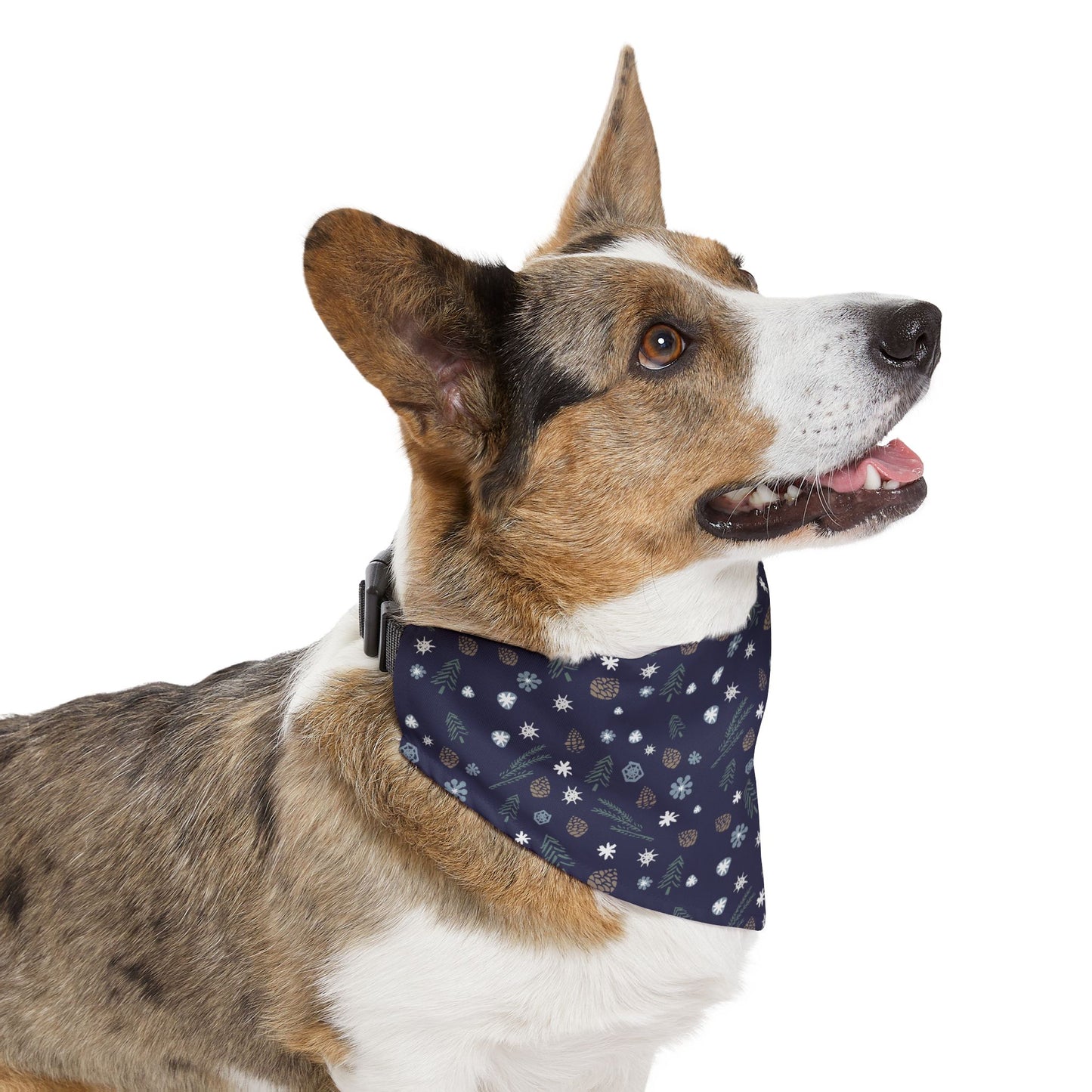 Navy Woodland Pet Bandana Collar | Pinecones & Leaves | Winter themed pet bandana