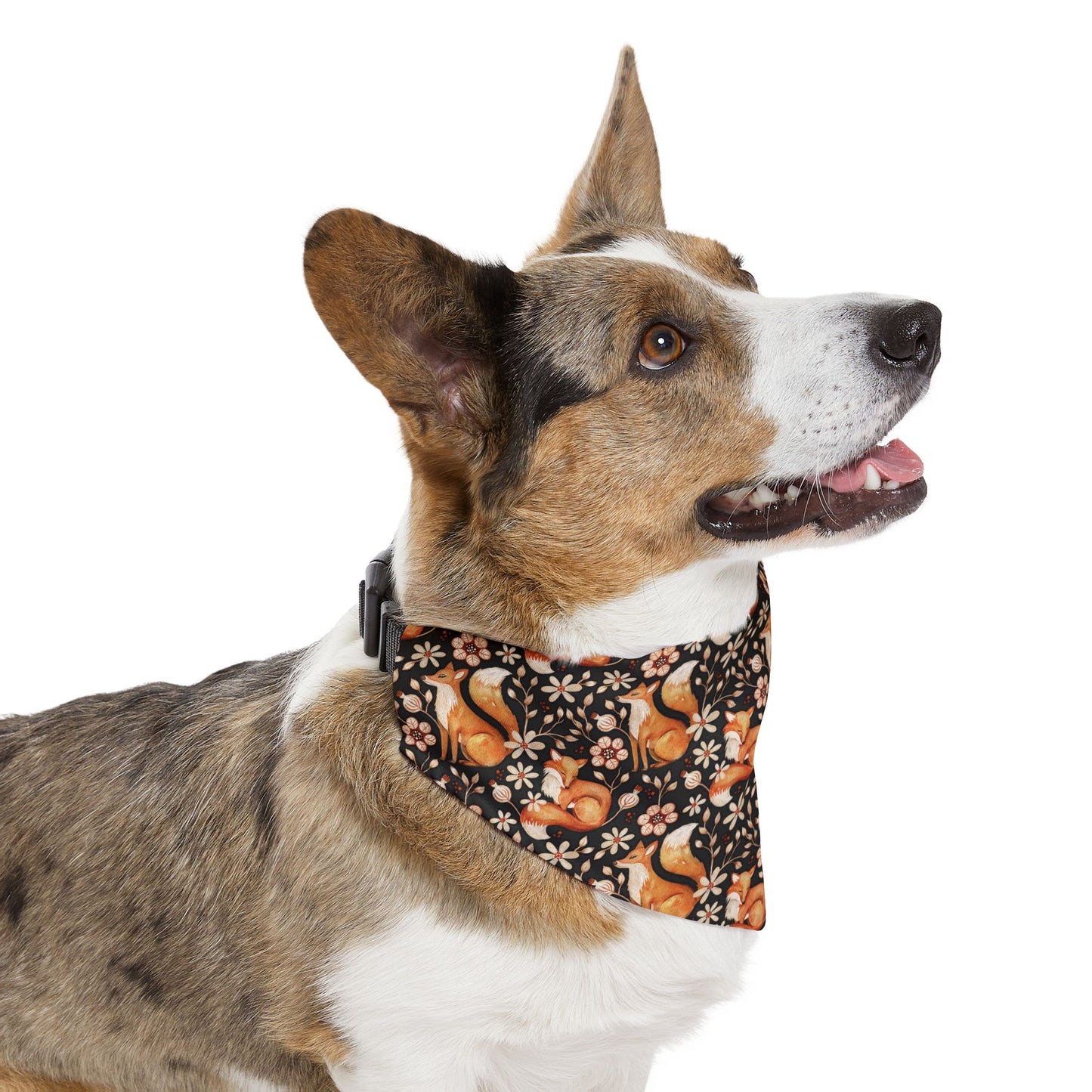 Fox Floral Pet Bandana Collar — Cute Fall Dog Scarf