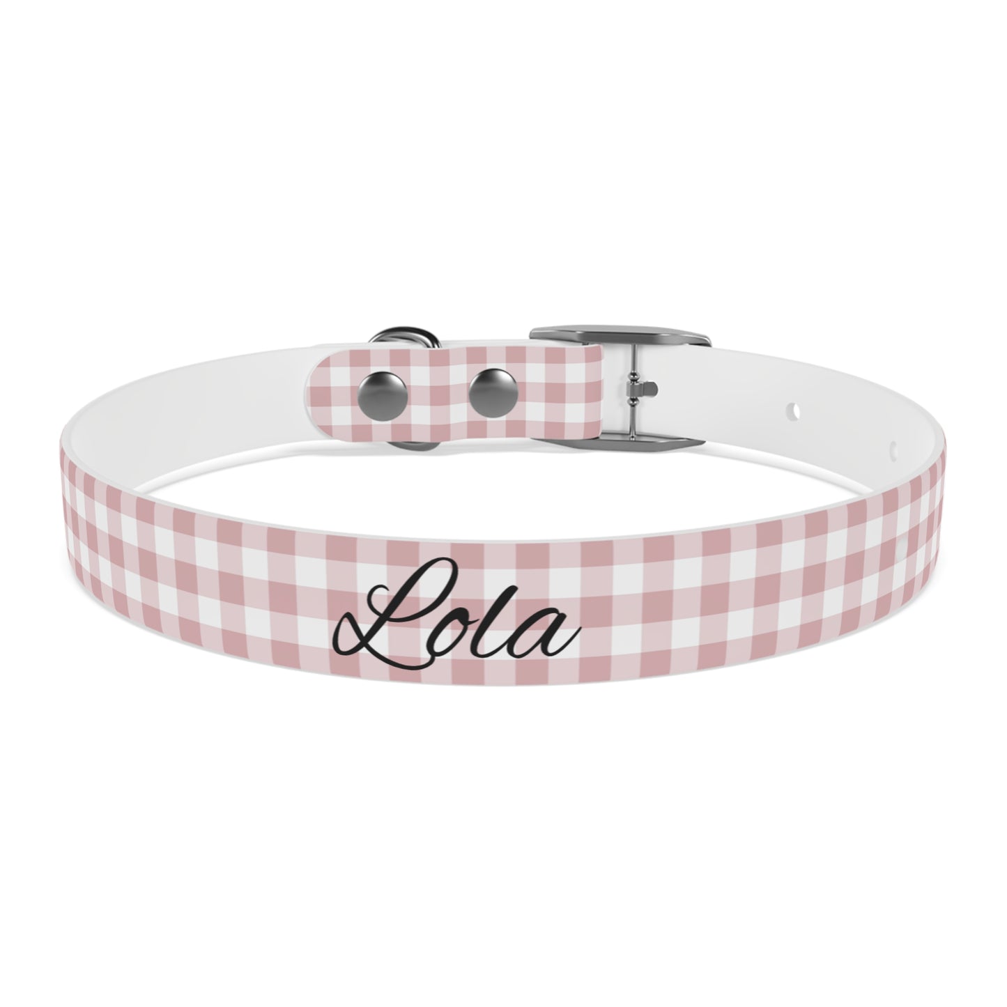 Personalized Pink Gingham Dog Collar