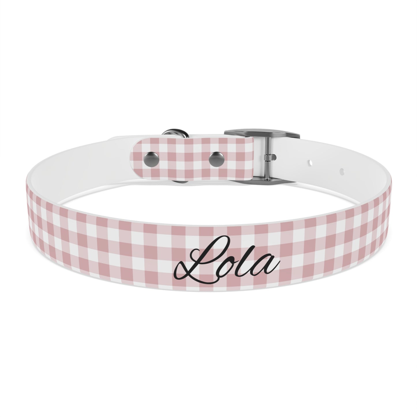 Personalized Pink Gingham Dog Collar