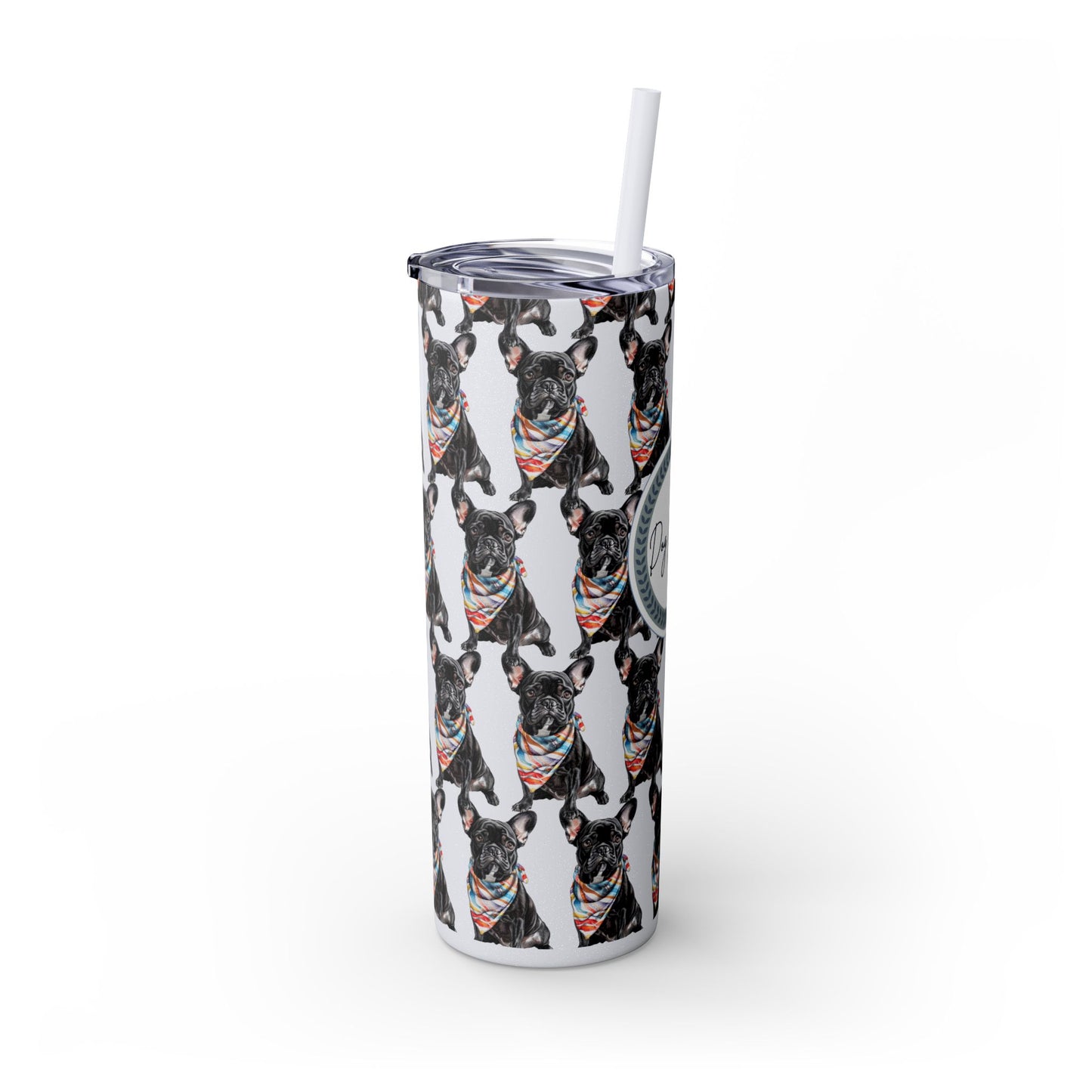 French Bulldog Tumbler with Straw, 20oz