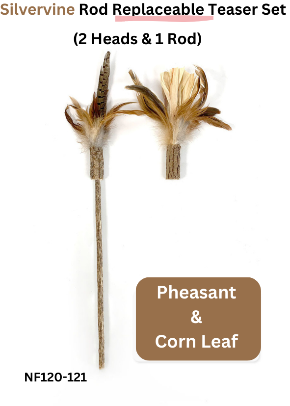Silvervine Rod Replaceable Teaser Set - 2 Heads & 1 Rod