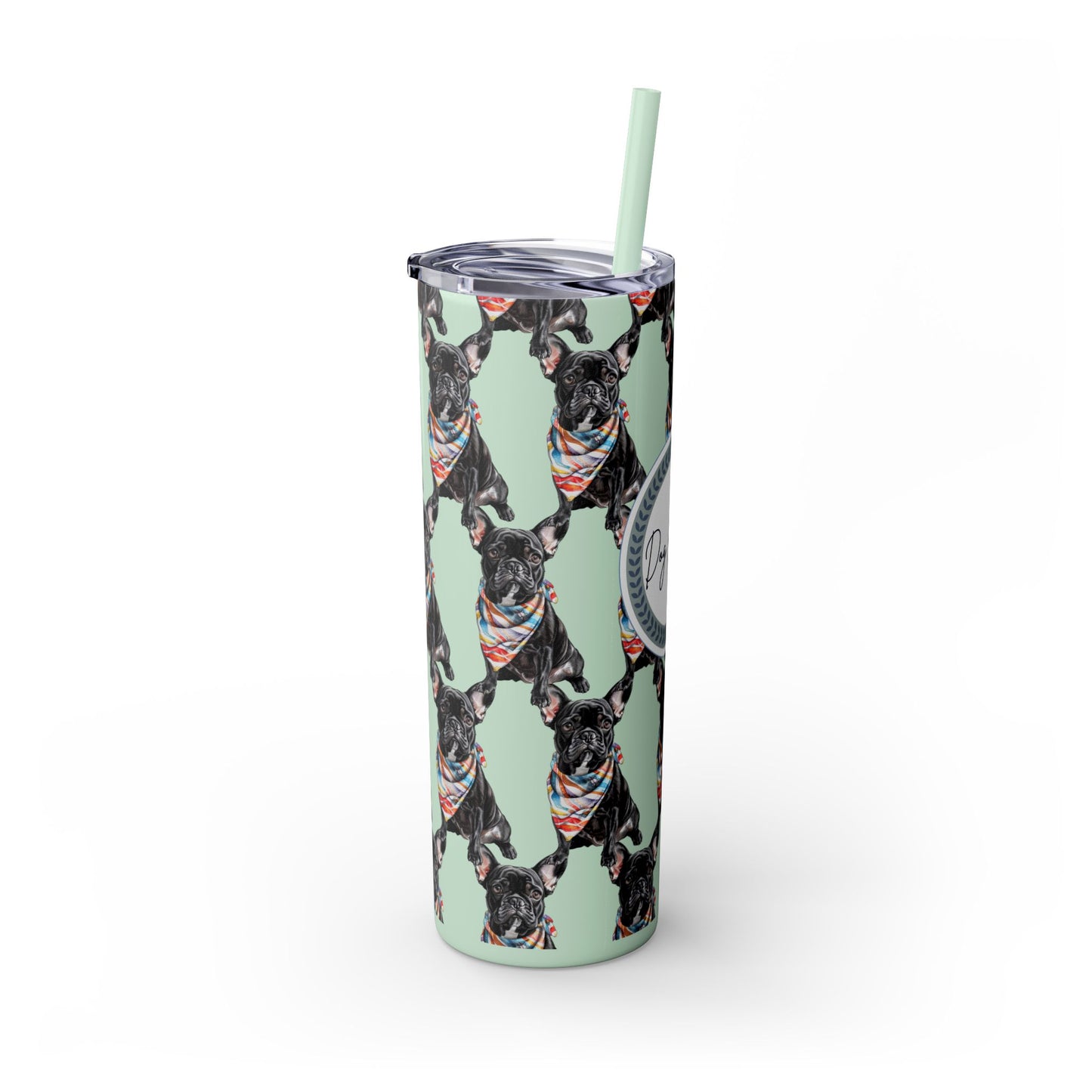 French Bulldog Tumbler with Straw, 20oz