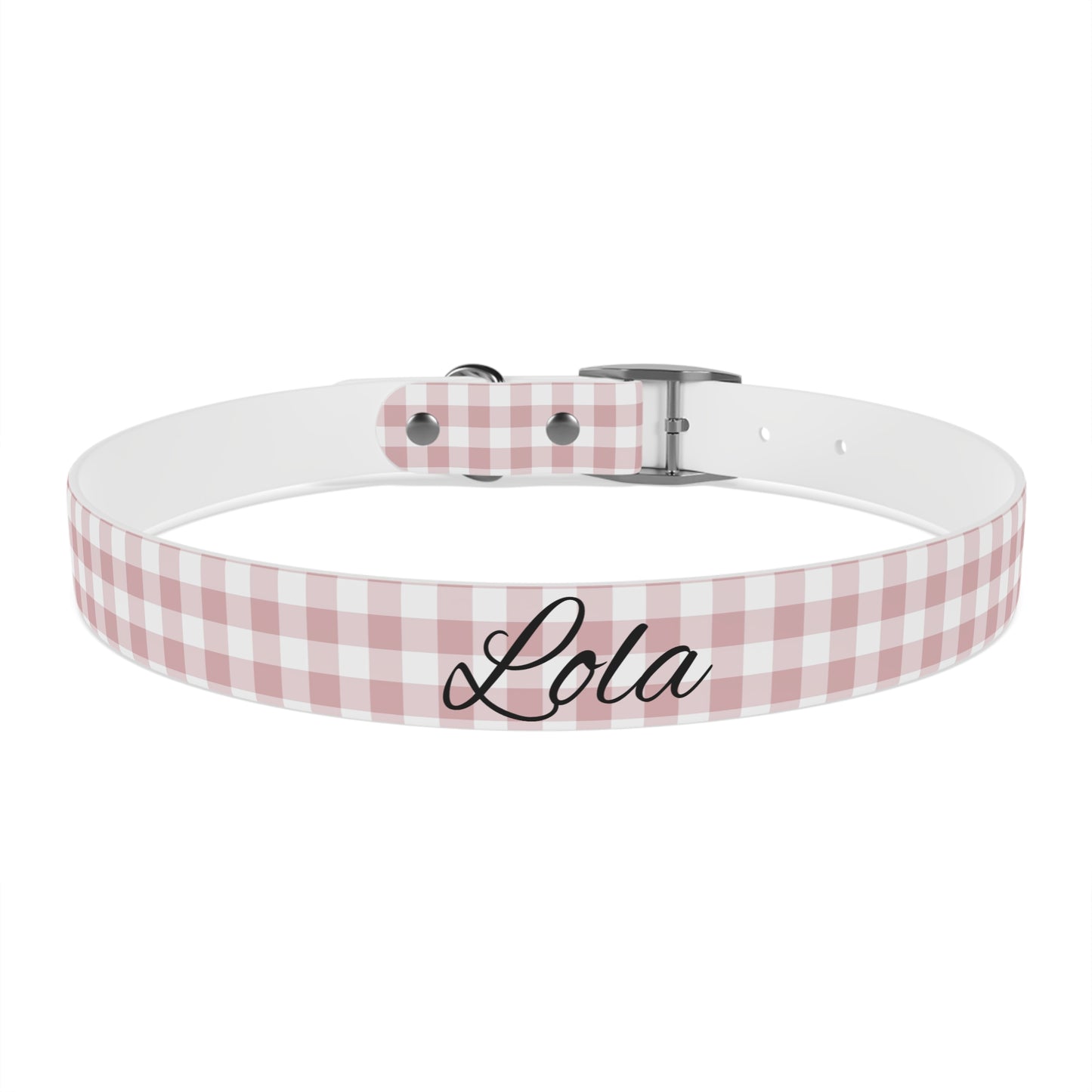Personalized Pink Gingham Dog Collar