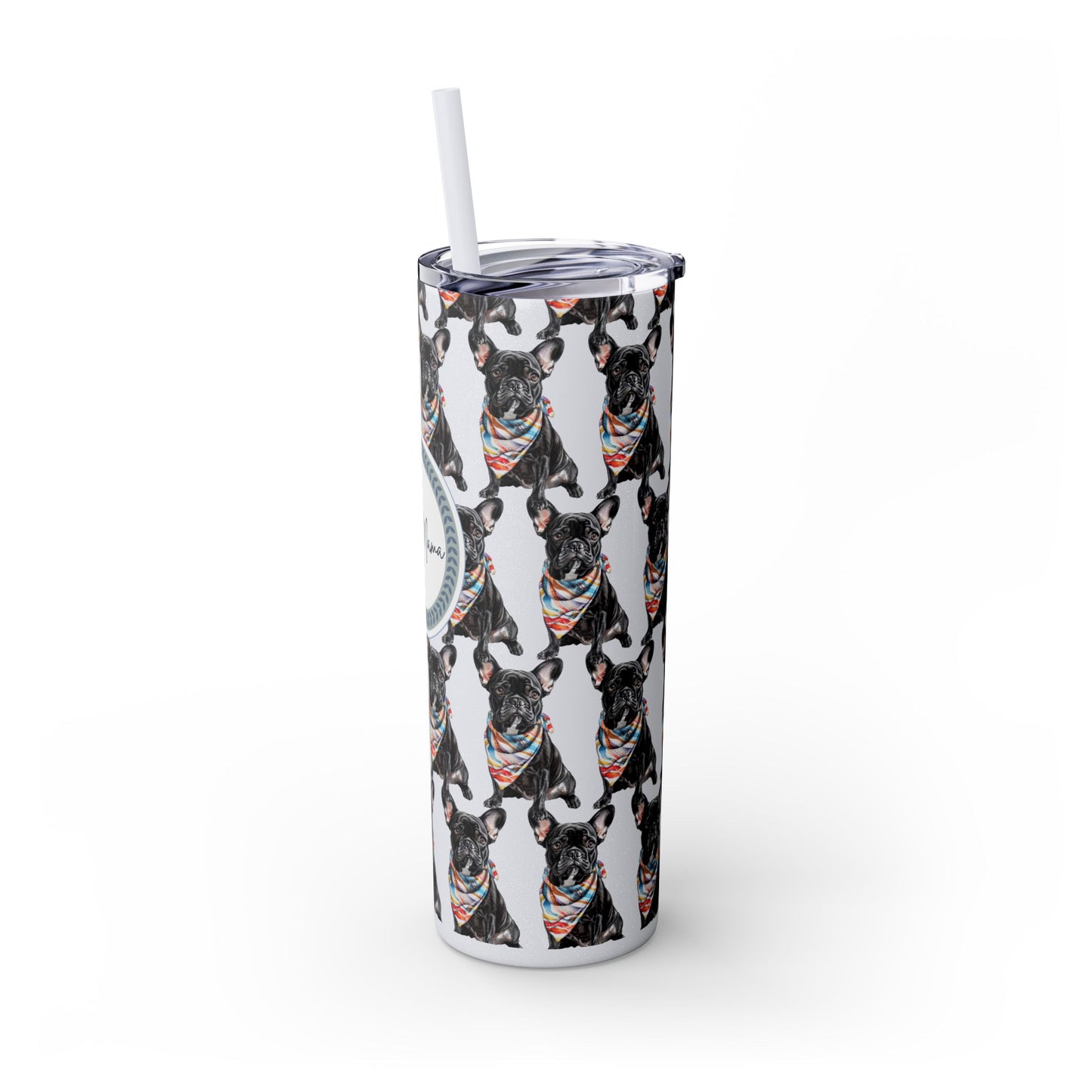 French Bulldog Tumbler with Straw, 20oz