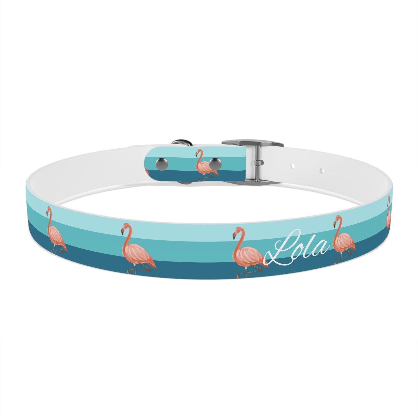 Personalized Striped Blue Dog Collar
