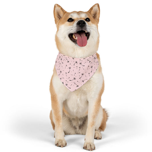 Pink Dog Bandana with name - Blush Pink Whimsical Dandelion Design