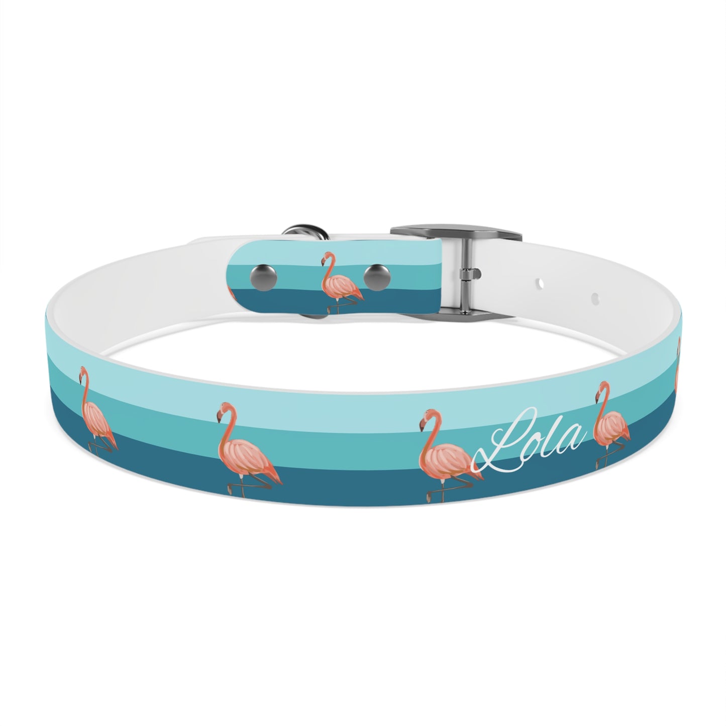 Personalized Striped Blue Dog Collar