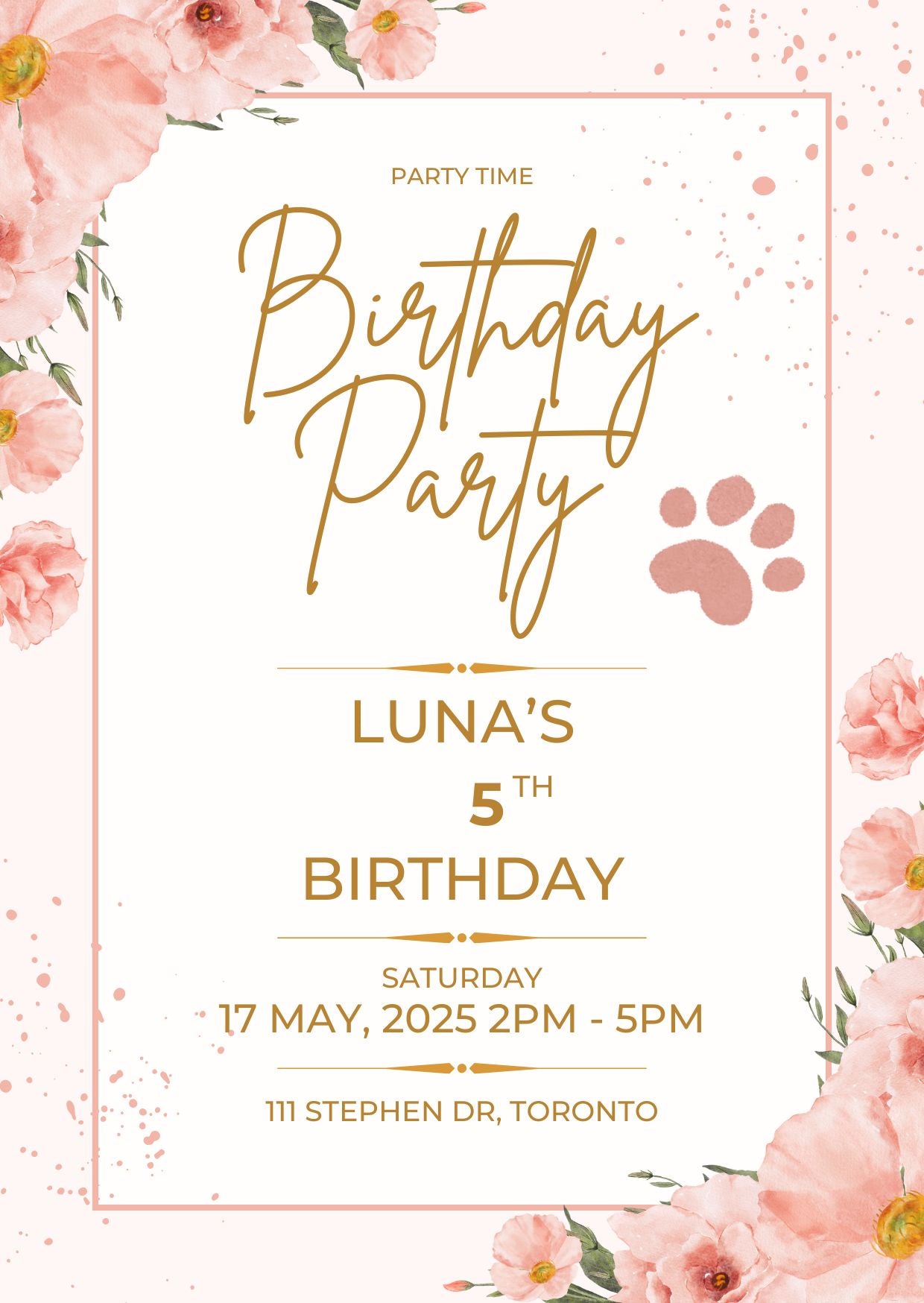 Dog Invitation Editable Template