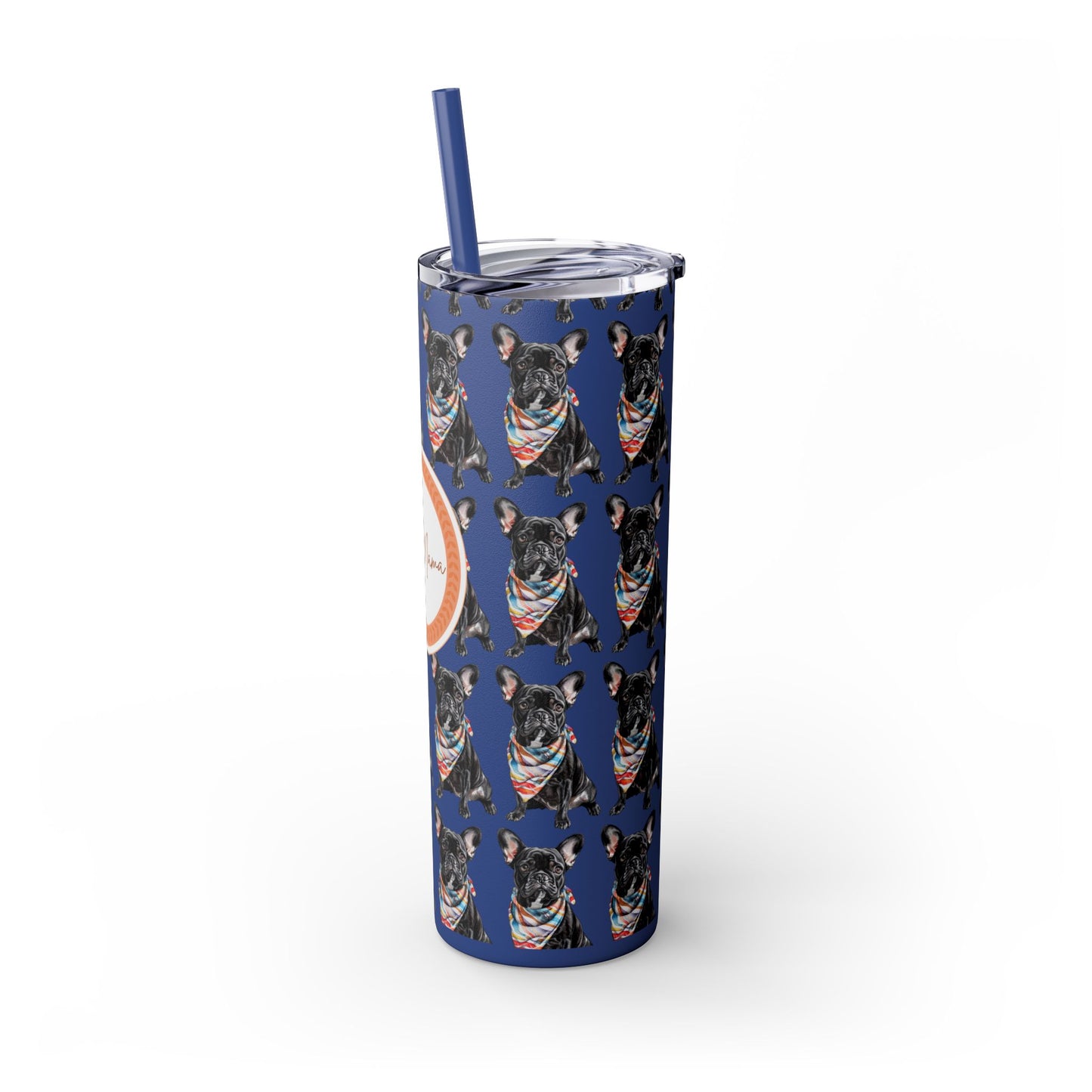 French Bulldog Tumbler with Straw, 20oz