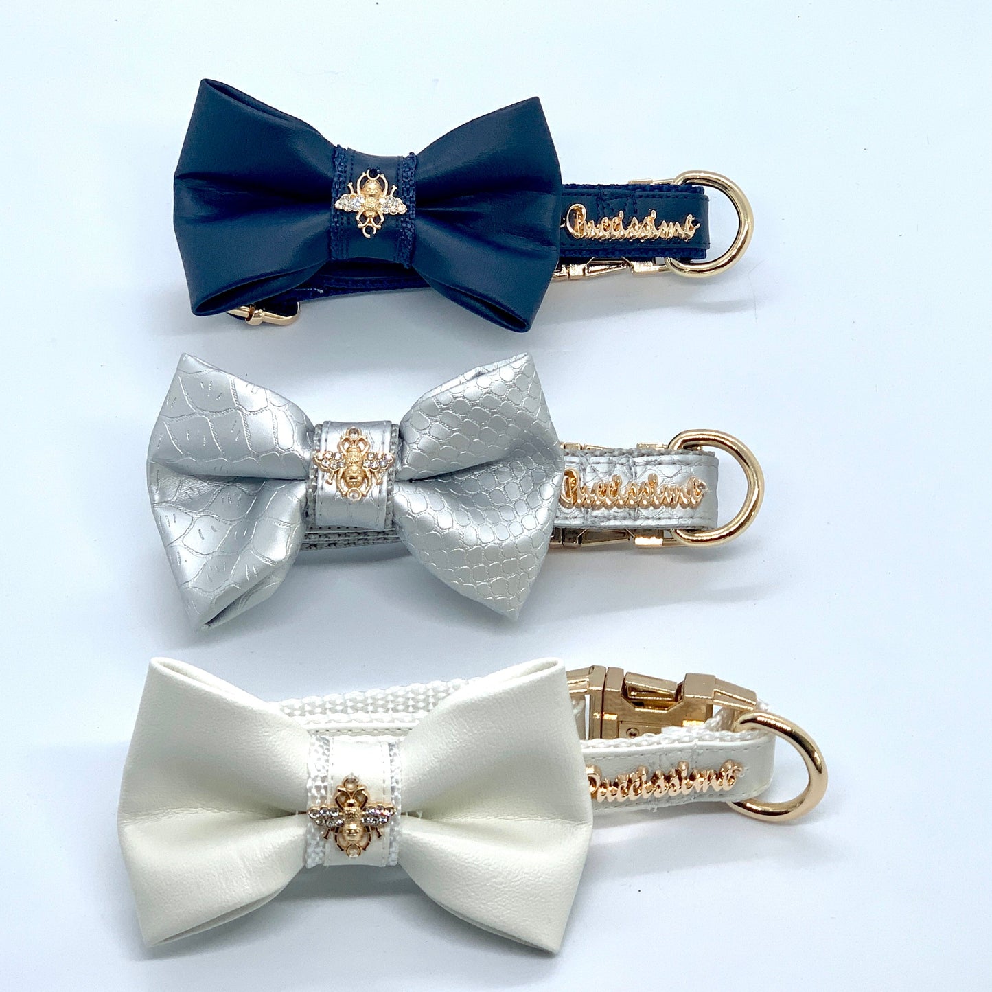 Neptune leather bow tie