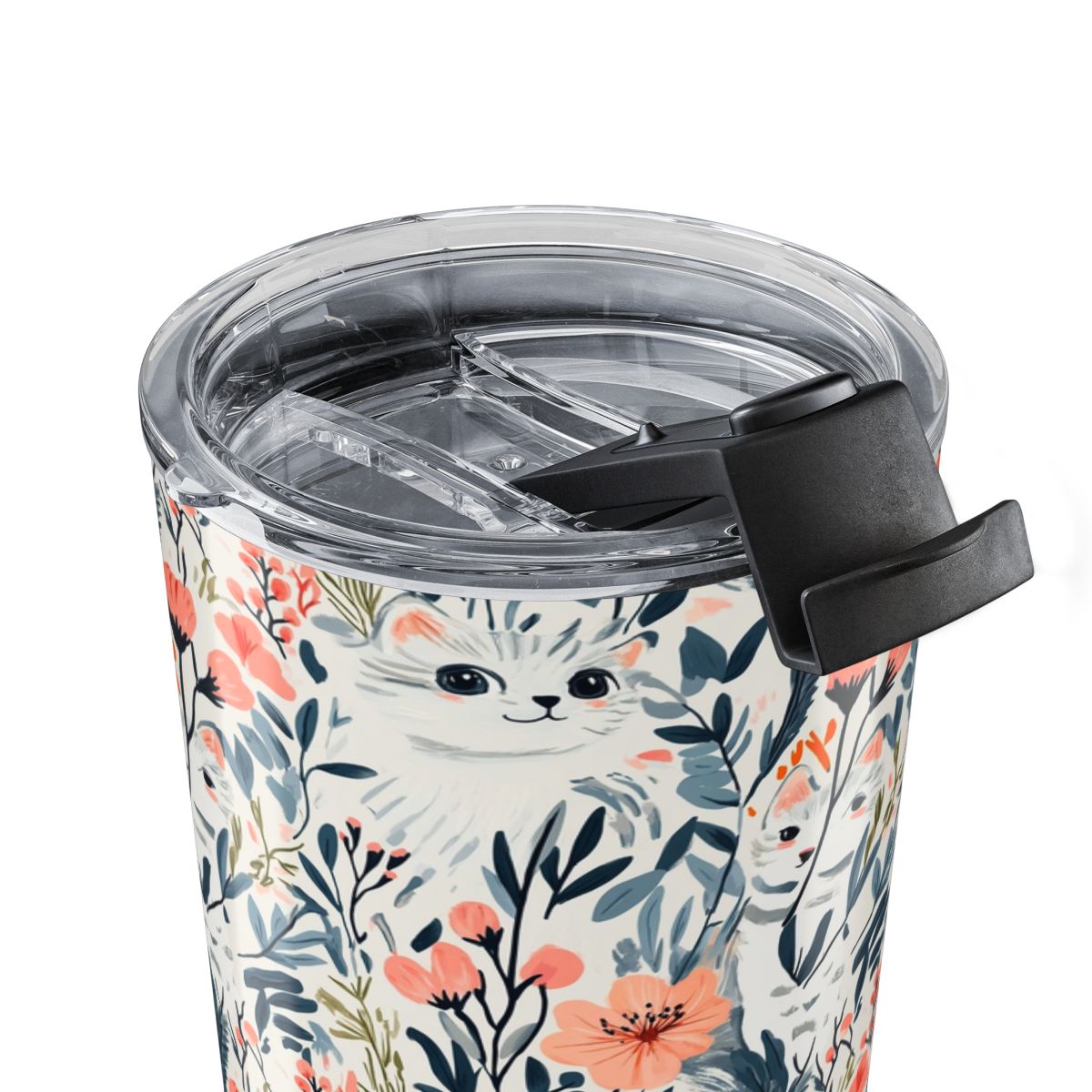 Cat Tumbler 20oz – Floral Cat Print Insulated Tumbler