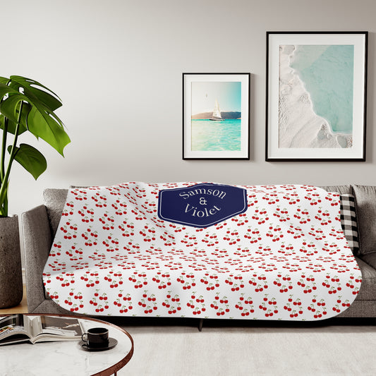 Cherry Print Custom Pet Blanket