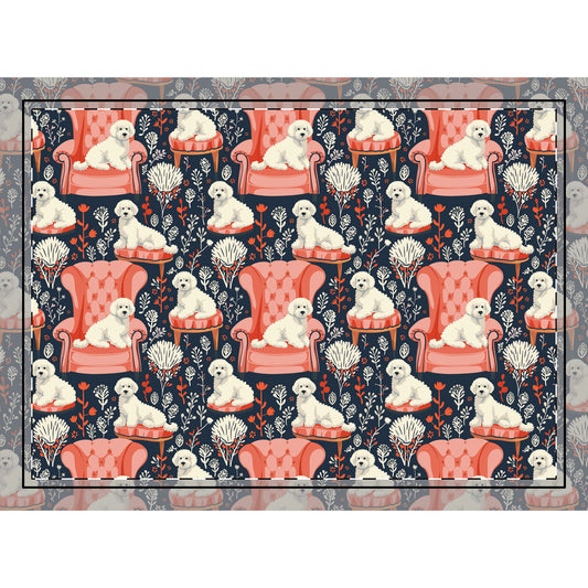 image of a square area rug with a poodle design