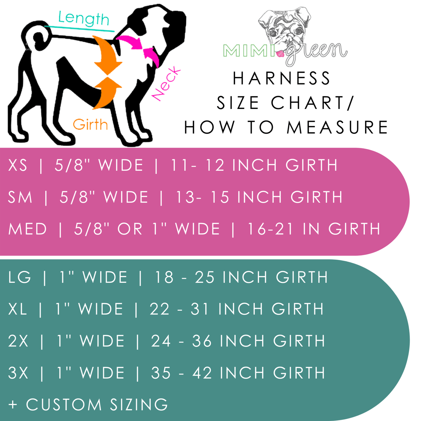 waterproof dog harness sizing chart