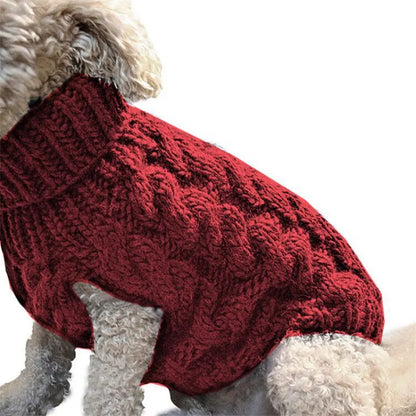 Winter Warm Cable Knit Dog Sweater