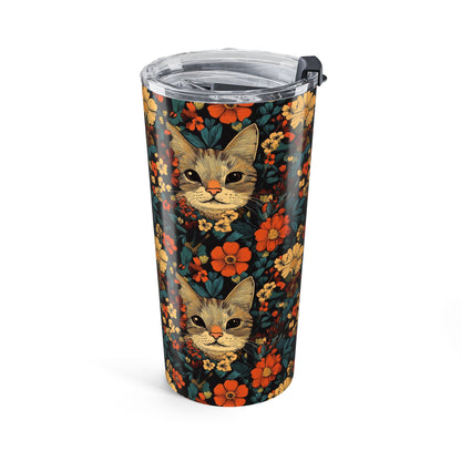 Cat Tumbler 20oz – Floral Cat Print Insulated Tumbler