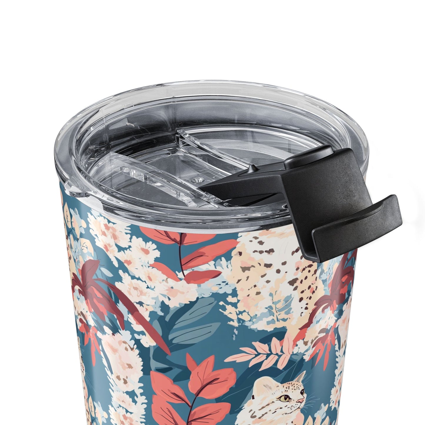 Cat Tumbler 20oz – Floral Cat Print Insulated Tumbler