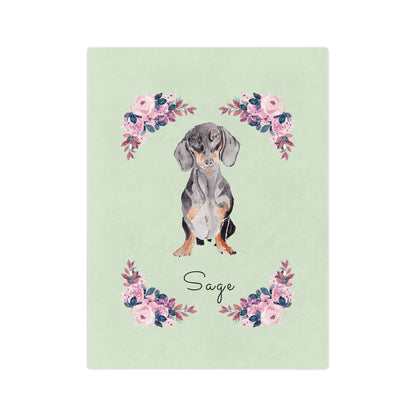 Personalized Blanket with Dachshund and Flowers