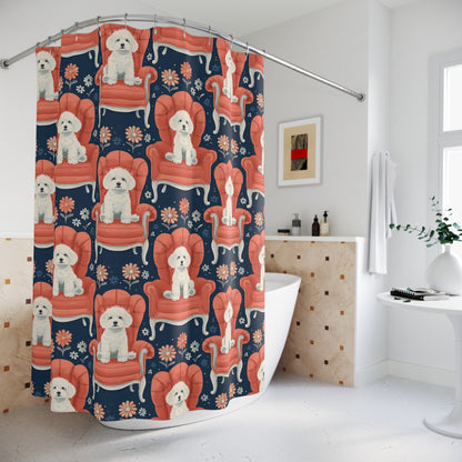 Whimsical Dog Shower Curtain, Cute Pet Decor, Bathroom Accessories, Dog Lover Gift, Floral Home Decoration, Fun Bathroom