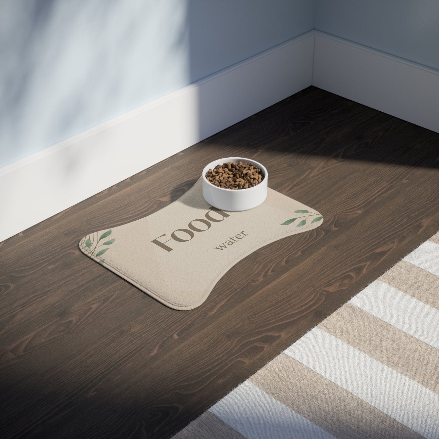 Pet Feeding Mat — Food and Water Placemat | Non-Slip Bowl Placemat (Beige) for Cats and Dogs