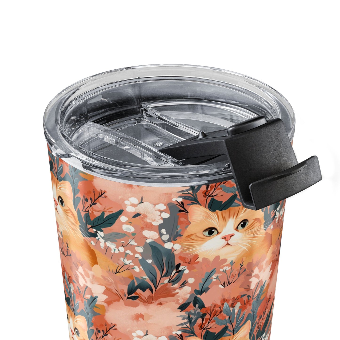 Cat Tumbler 20oz – Floral Cat Print Insulated Tumbler