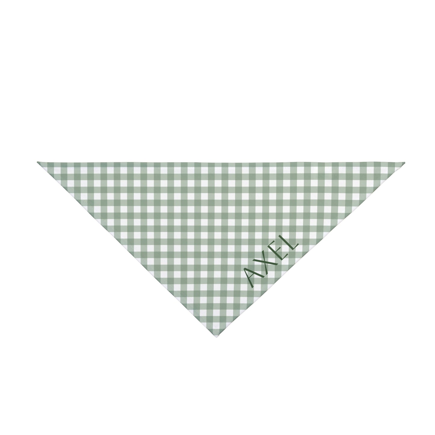 Green Gingham Pet Bandana — Personalized Name Accent