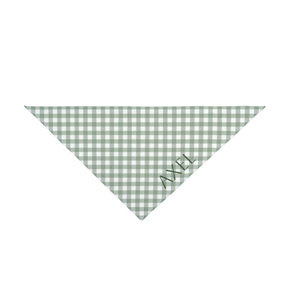 Green Gingham Pet Bandana — Personalized Name Accent