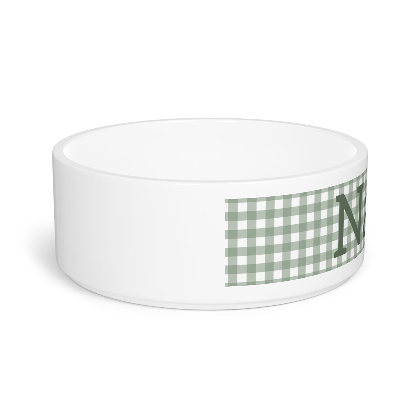 Checkered Green Pattern Pet Bowl — Elegant Plaid Dog and Cat Personalized Bowl