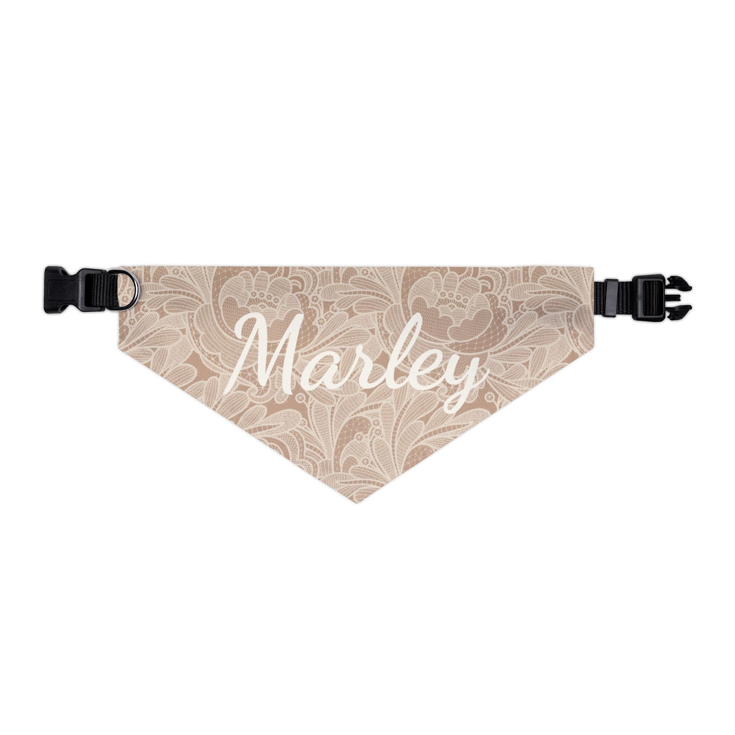 Warm Taupe Lace look Personalized Bandana with Name