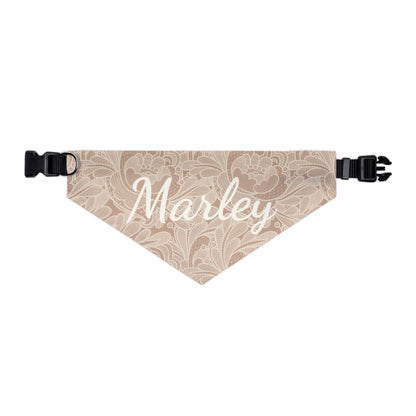 Warm Taupe Lace look Personalized Bandana with Name