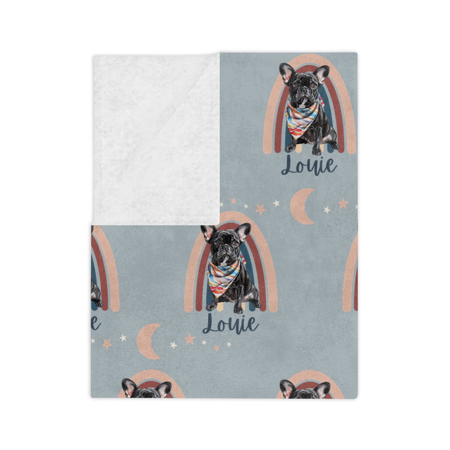 French Bulldog Watercolour Personalized Name Minky Blanket