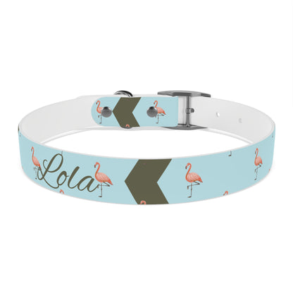 Flamingo Personalized Blue Dog Collar
