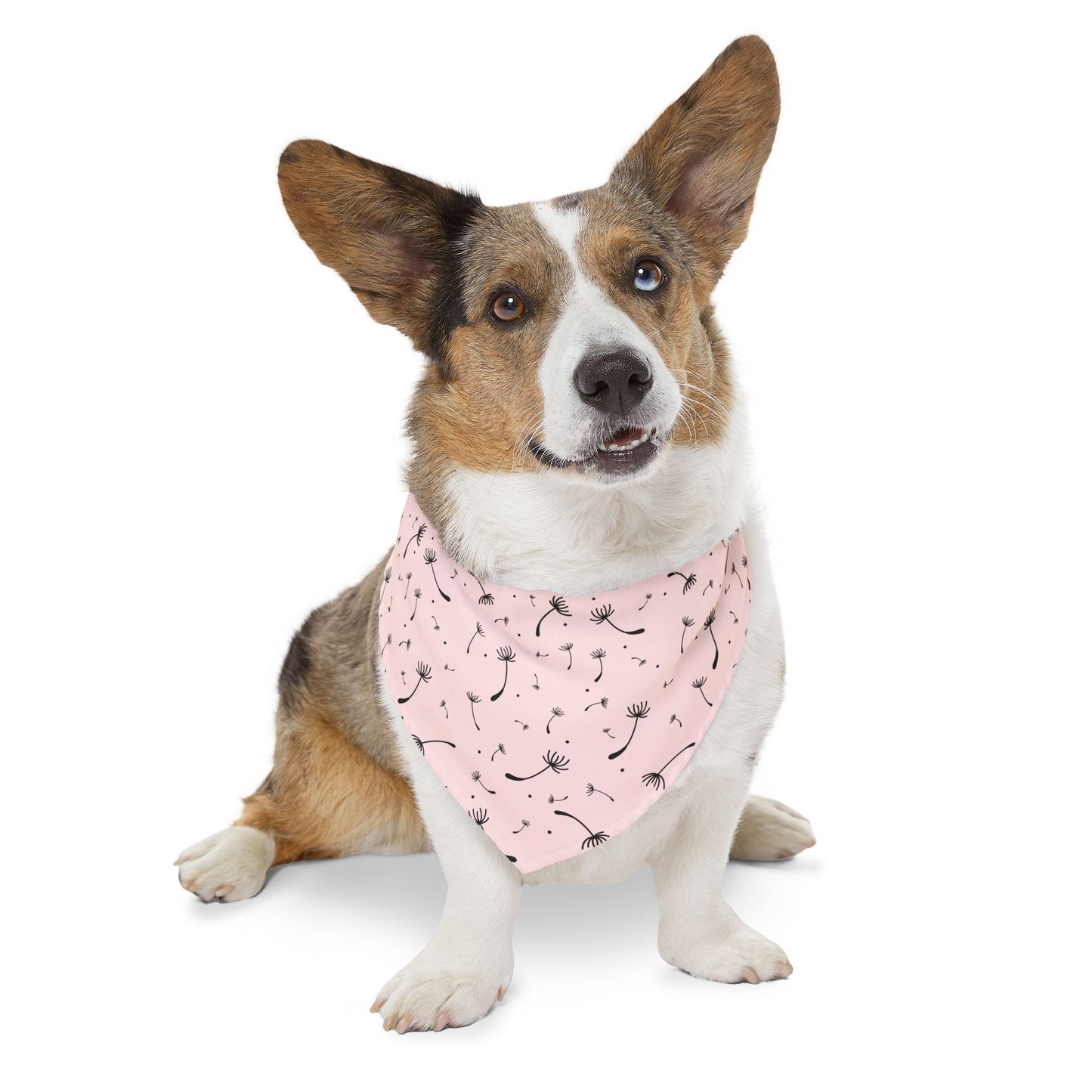 Dog Bandana Name Collar - Blush Pink Whimsical Dandelion Design