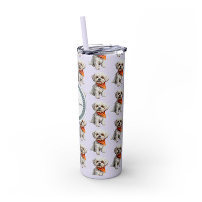 Small Dog Skinny Tumbler with Straw, 20oz