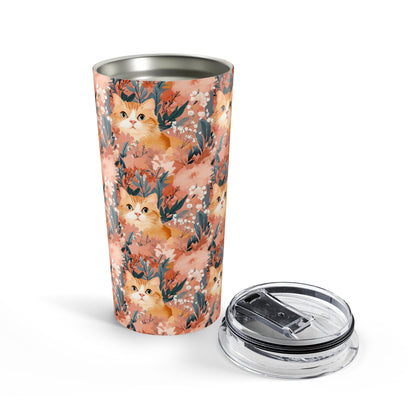 Cat Tumbler 20oz – Floral Cat Print Insulated Tumbler
