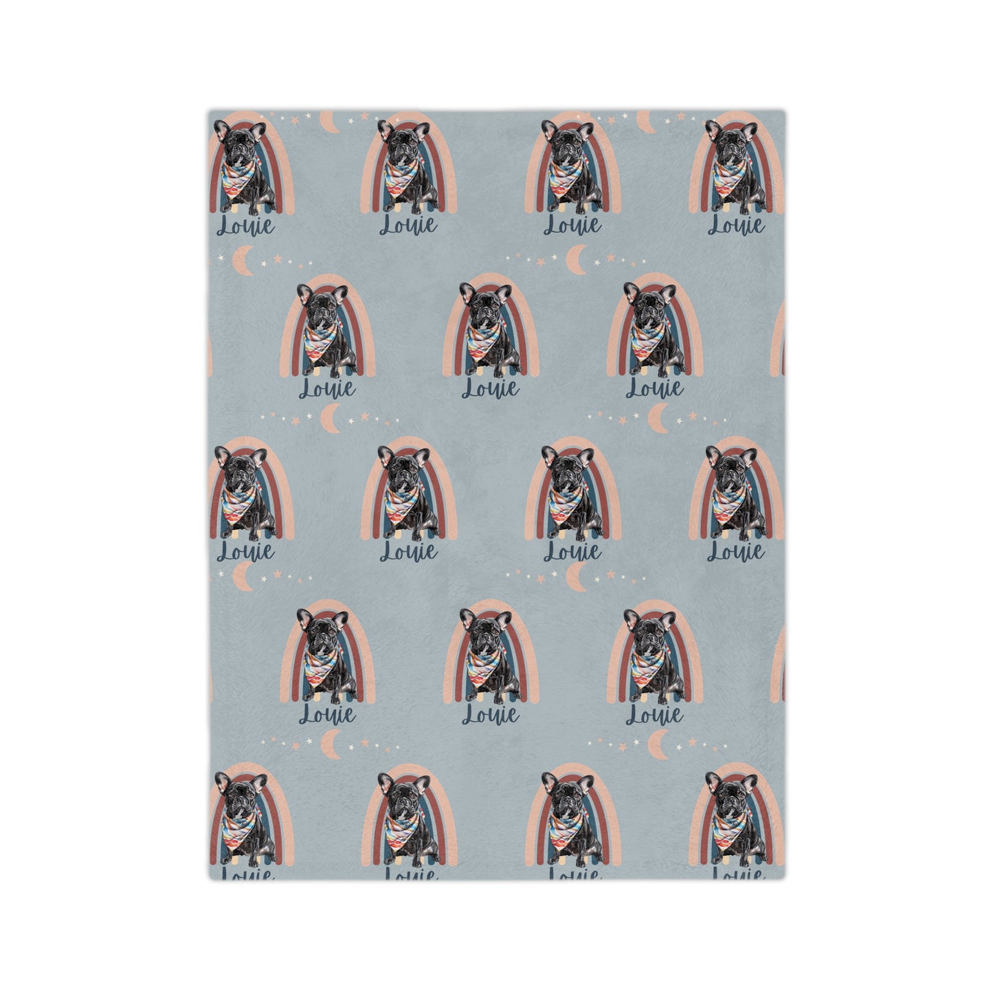 French Bulldog Watercolour Personalized Name Minky Blanket