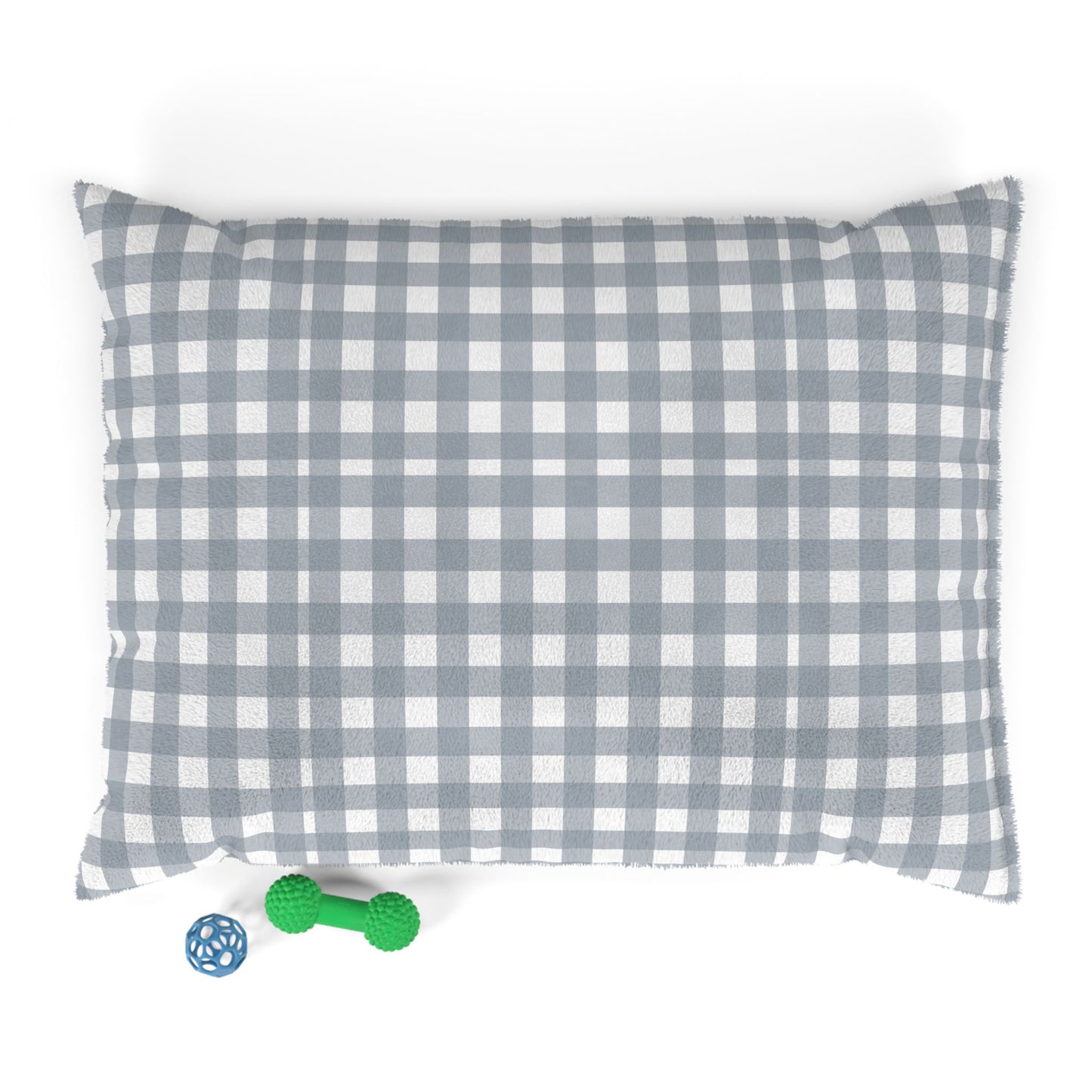 Gingham Plush Pet Bed — Cozy Gray Check Cushion for Dogs & Cats