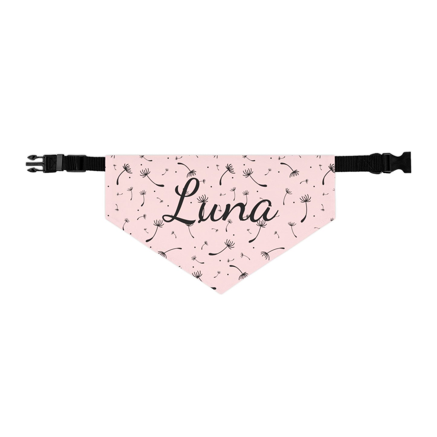 Pet Bandana Collar - Blush Pink Whimsical Dandelion Design with name