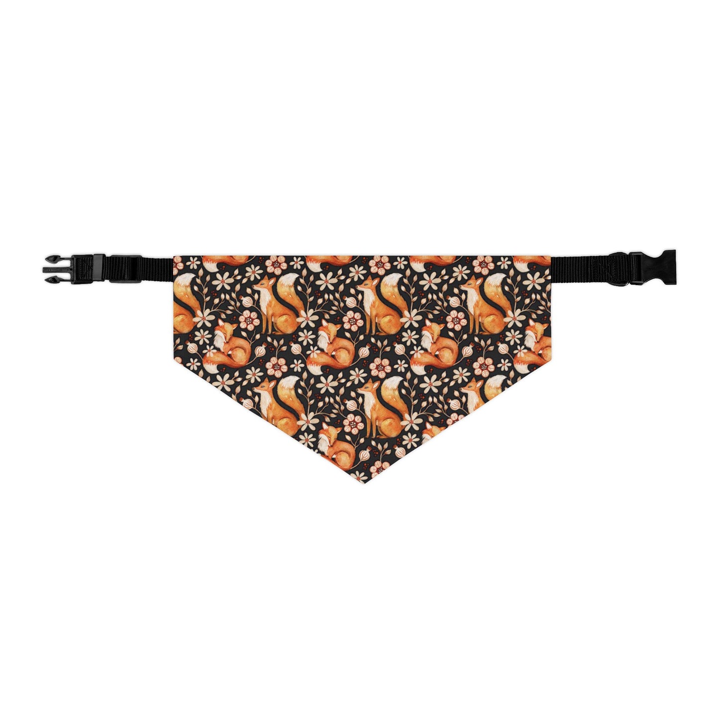Fox Floral Pet Bandana Collar — Cute Fall Dog Scarf