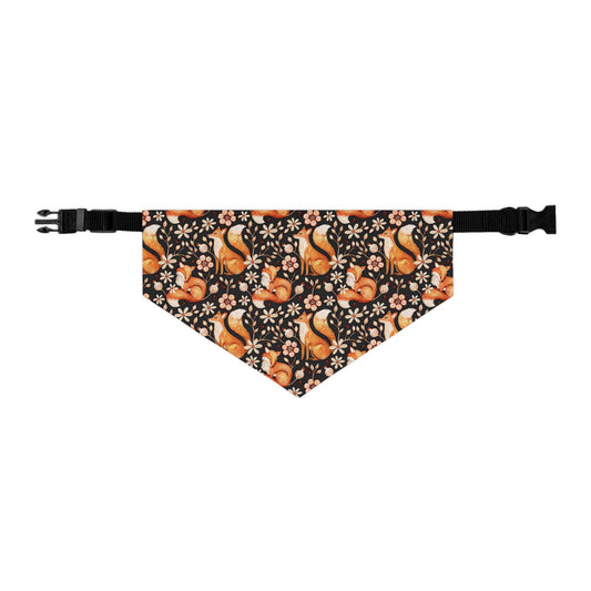Fox Floral Pet Bandana Collar — Cute Fall Dog Scarf