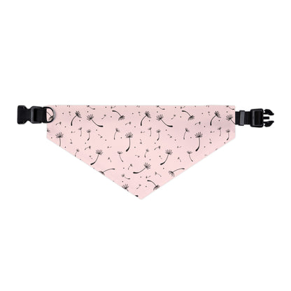 Dog Bandana Name Collar - Blush Pink Whimsical Dandelion Design