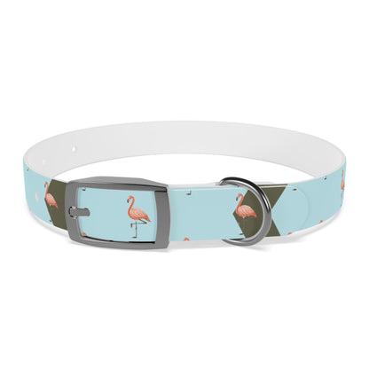 Flamingo Personalized Blue Dog Collar
