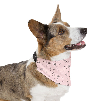 Dog Bandana Name Collar - Blush Pink Whimsical Dandelion Design