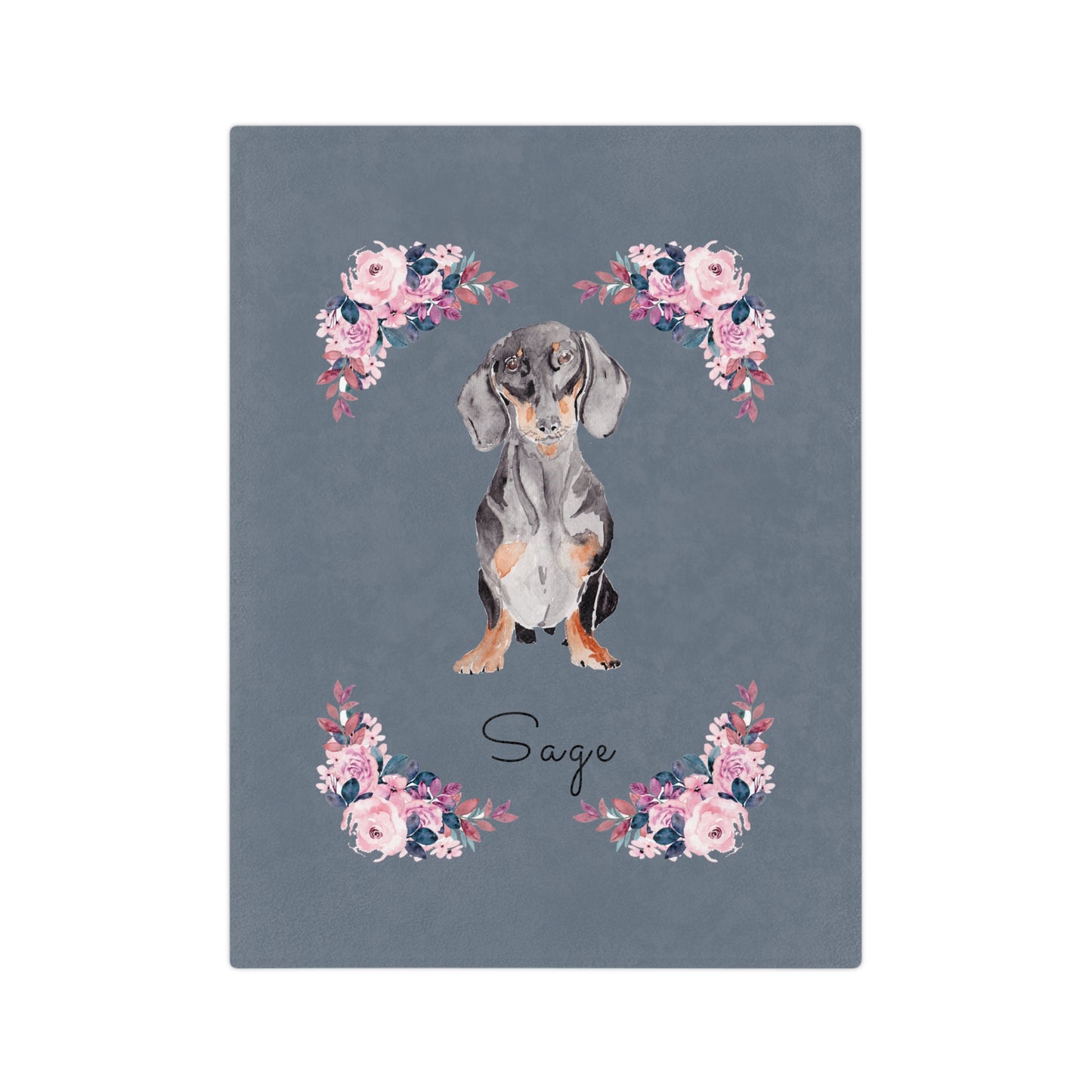 Sausage Dog Baby Blanket Grey | Personalize with Names