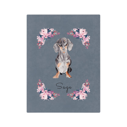 Sausage Dog Baby Blanket Grey | Personalize with Names