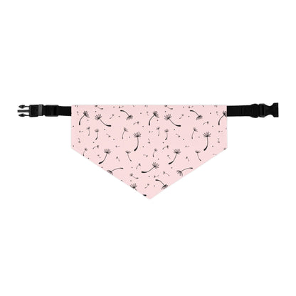 Dog Bandana Name Collar - Blush Pink Whimsical Dandelion Design